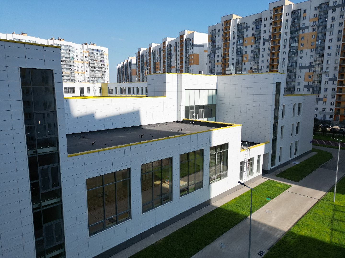 видео с коптера, мытищи, образование, строительство, школа,