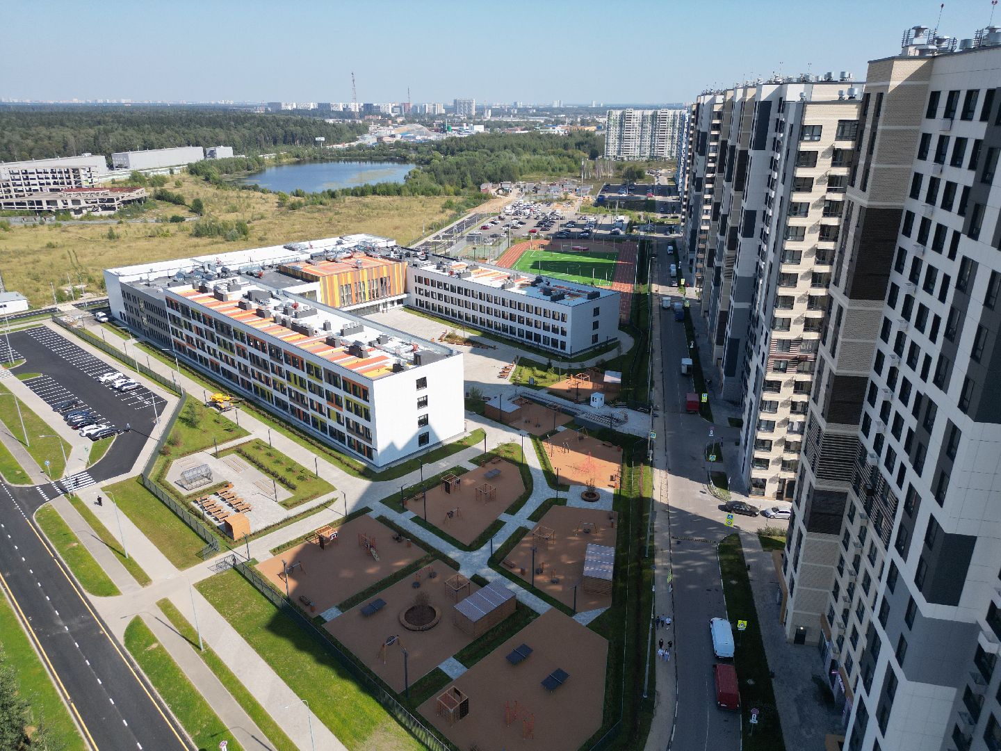 видео с коптера, мытищи, строительство, школа, образование,