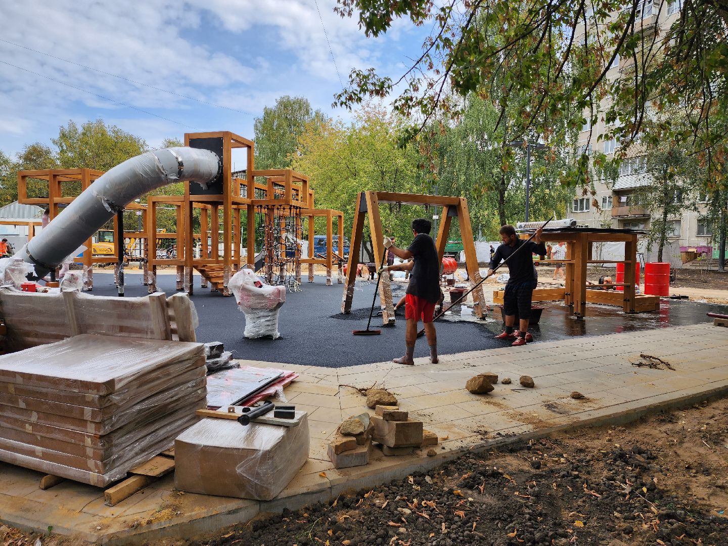 раменское, благоустройство, сквер на коммунистической 19,