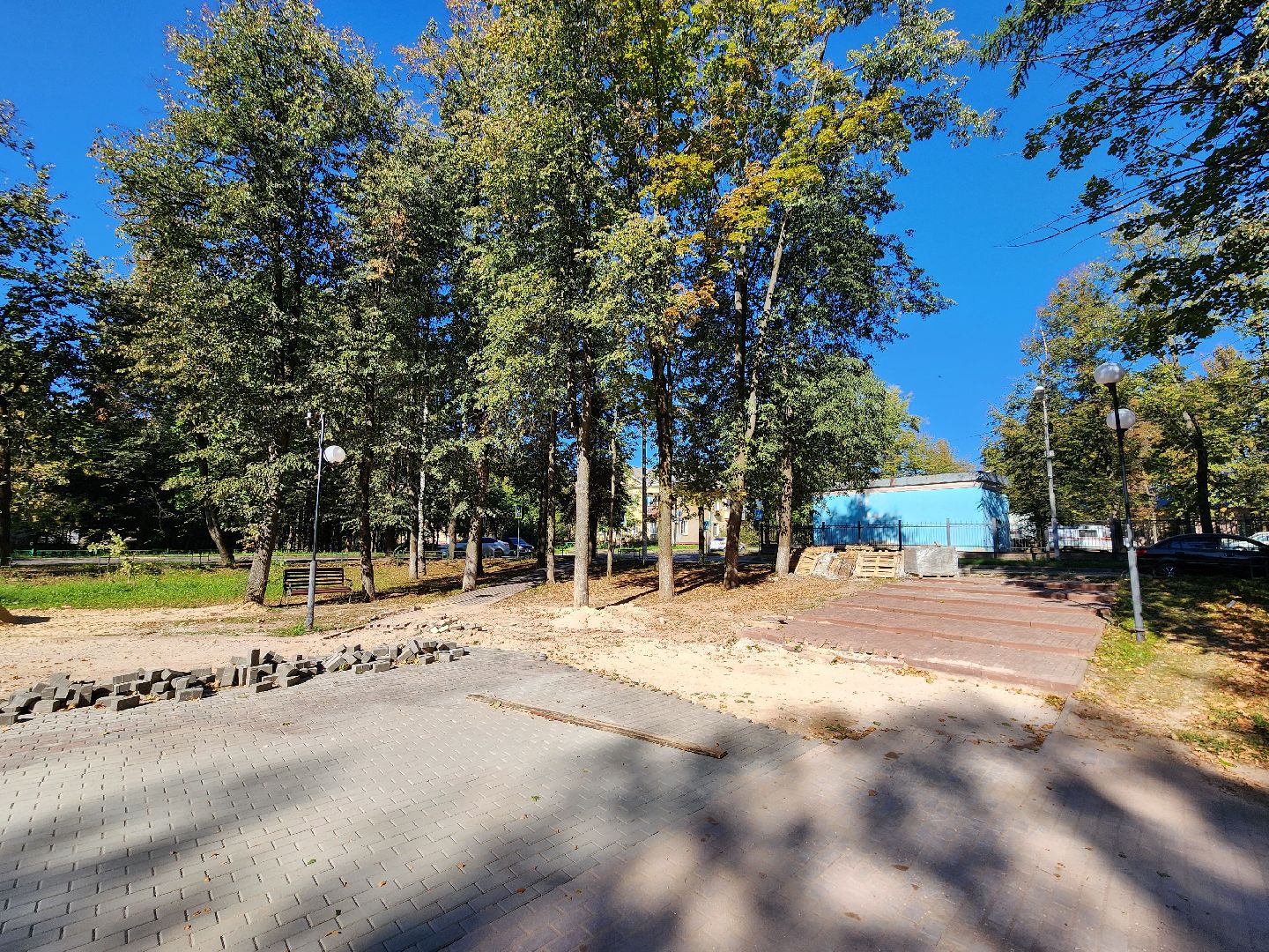 Чехов, сквер Ветеранов, благоустройство, новое покрытие, формирование комфортной городской среды, замена брусчатки,