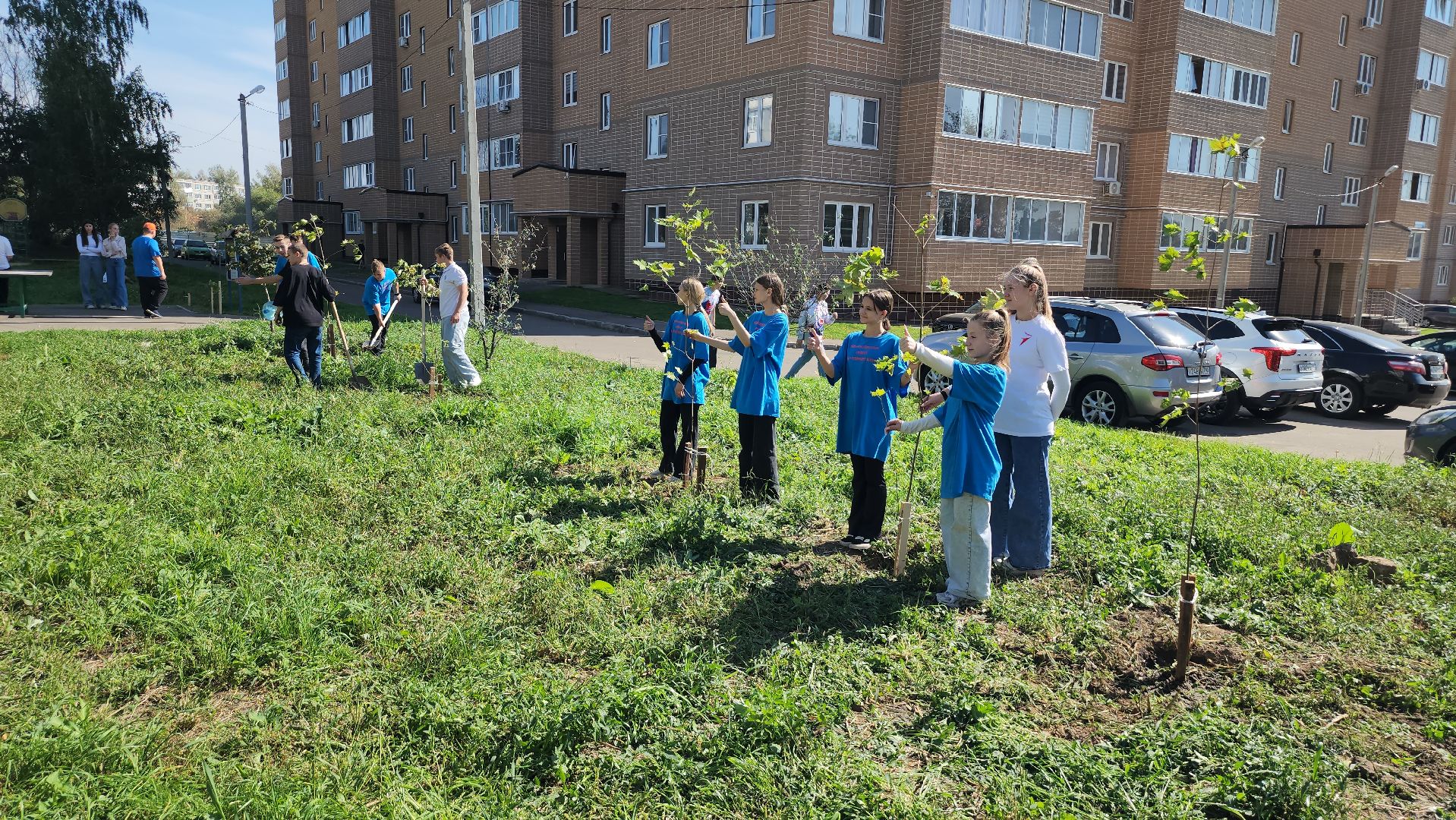 серпухов, волонтеры, день города, поселок большевик, посадка деревьев,