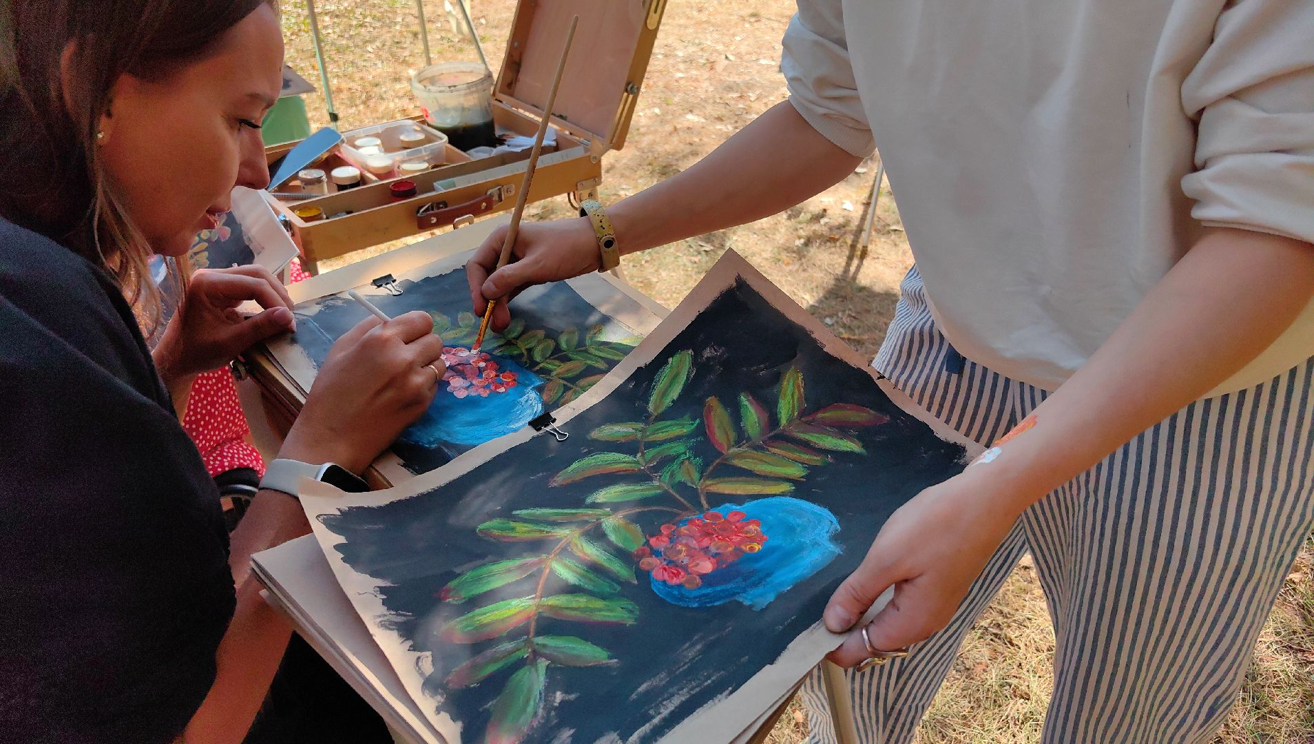 пленэр, парк, рисунок, художница, картина, мастер класс,