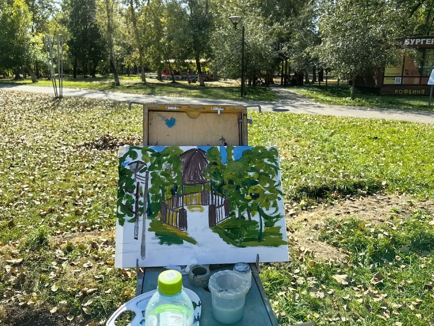 пленэр, парк, рисунок, художница, картина, мастер класс,