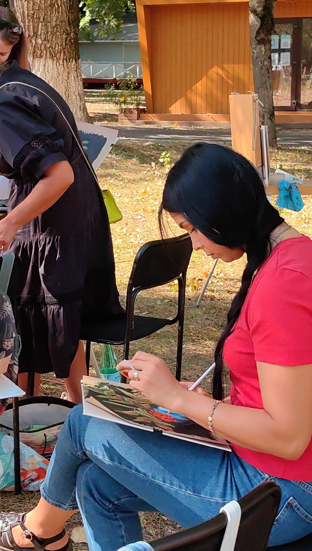 пленэр, парк, рисунок, художница, картина, мастер класс,