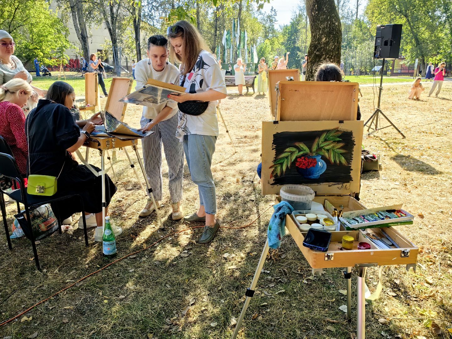 пленэр, парк, рисунок, художница, картина, мастер класс,