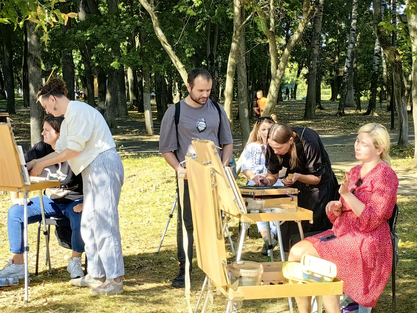 пленэр, парк, рисунок, художница, картина, мастер класс,