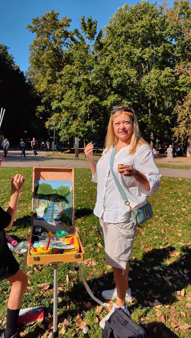 пленэр, парк, рисунок, художница, картина, мастер класс,