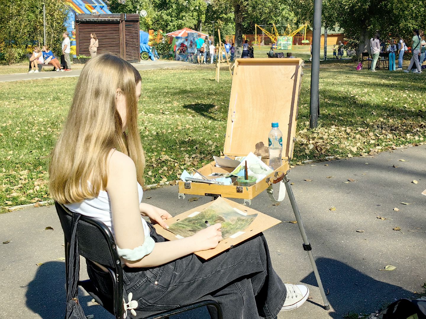 пленэр, парк, рисунок, художница, картина, мастер класс,