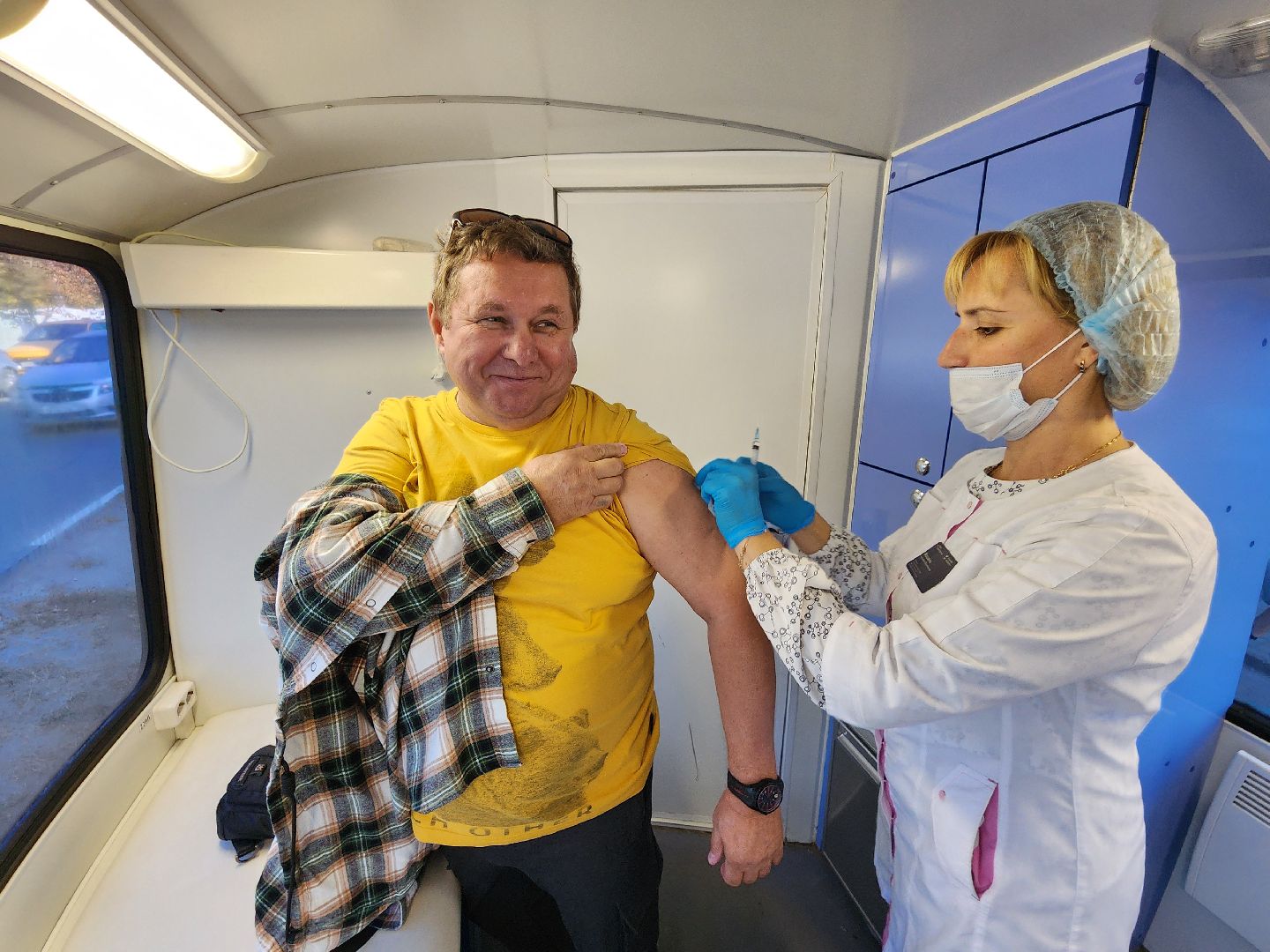 Чехов, МФЦ, передвижной ФАП, мобильный ФАП, фельдшерско-акушерский пункт, вакцинация от гриппа, прививки от гриппа, вакцинация от пневмонии, вакцина от гриппа, Чеховская больница,