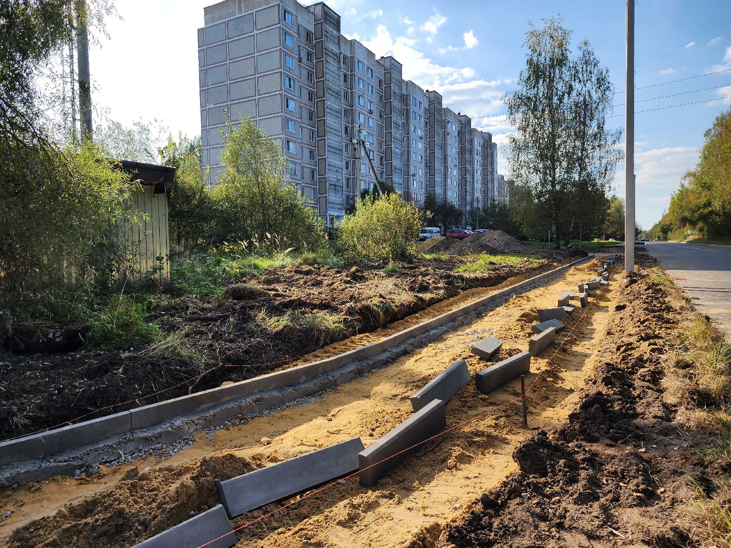 серпухов, поселок оболенск, строительство тротуара, благоустройство, обход территории,