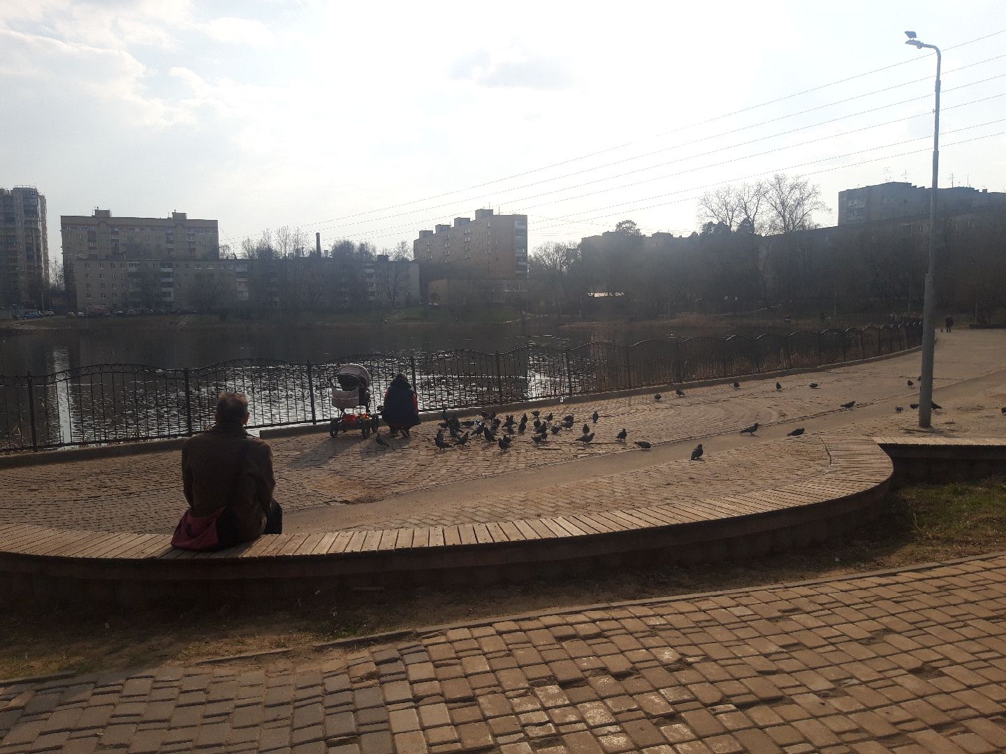 озеро, дети, пенсионеры,