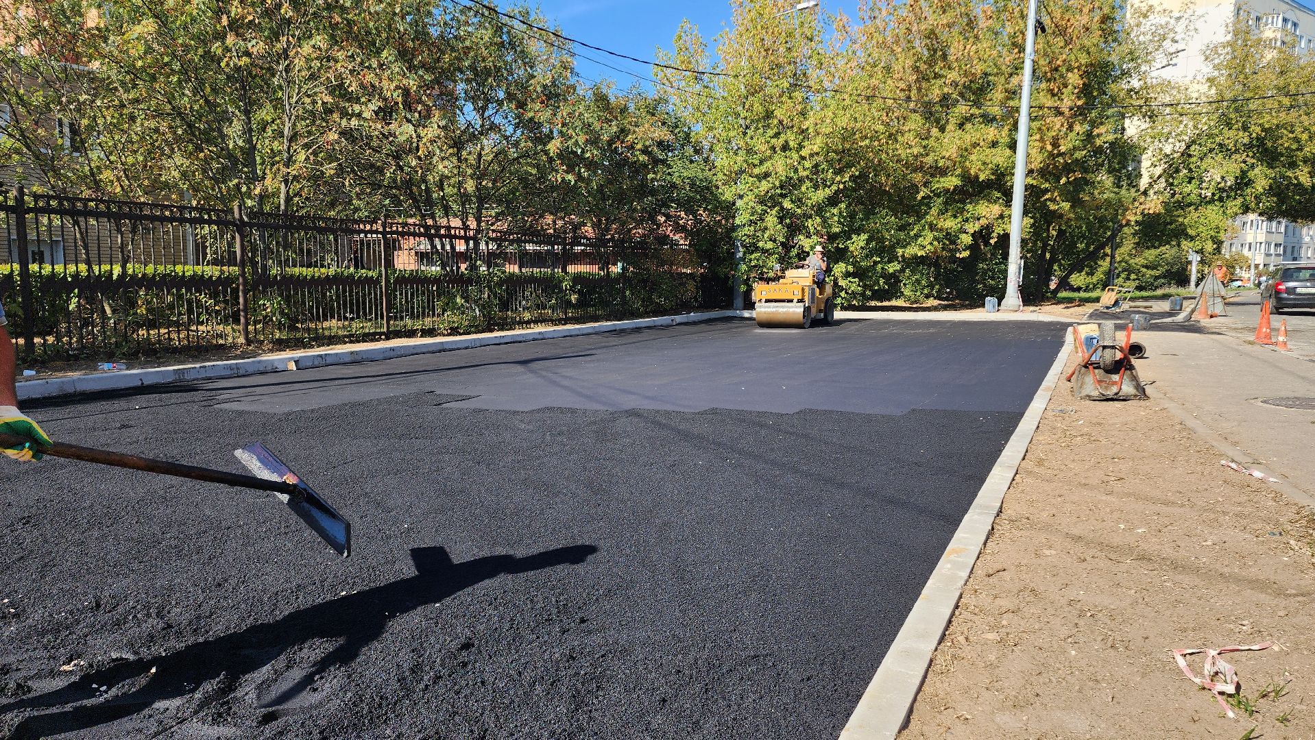 Дороги, Домодедово, Подмосковье, Новый тротуар, Парковка, Благоустройство, асфальт, дорожная служба,