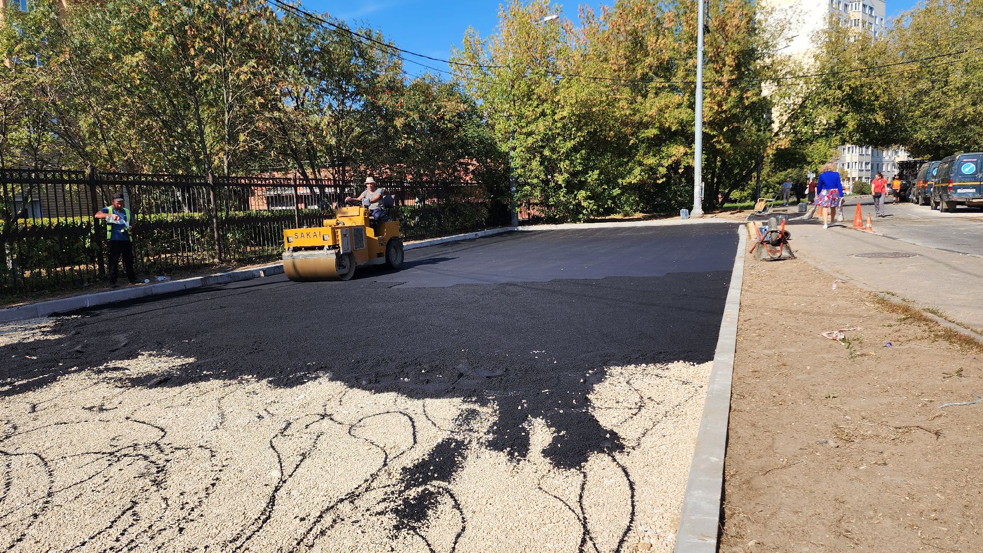 Дороги, Домодедово, Подмосковье, Новый тротуар, Парковка, Благоустройство, асфальт, дорожная служба,