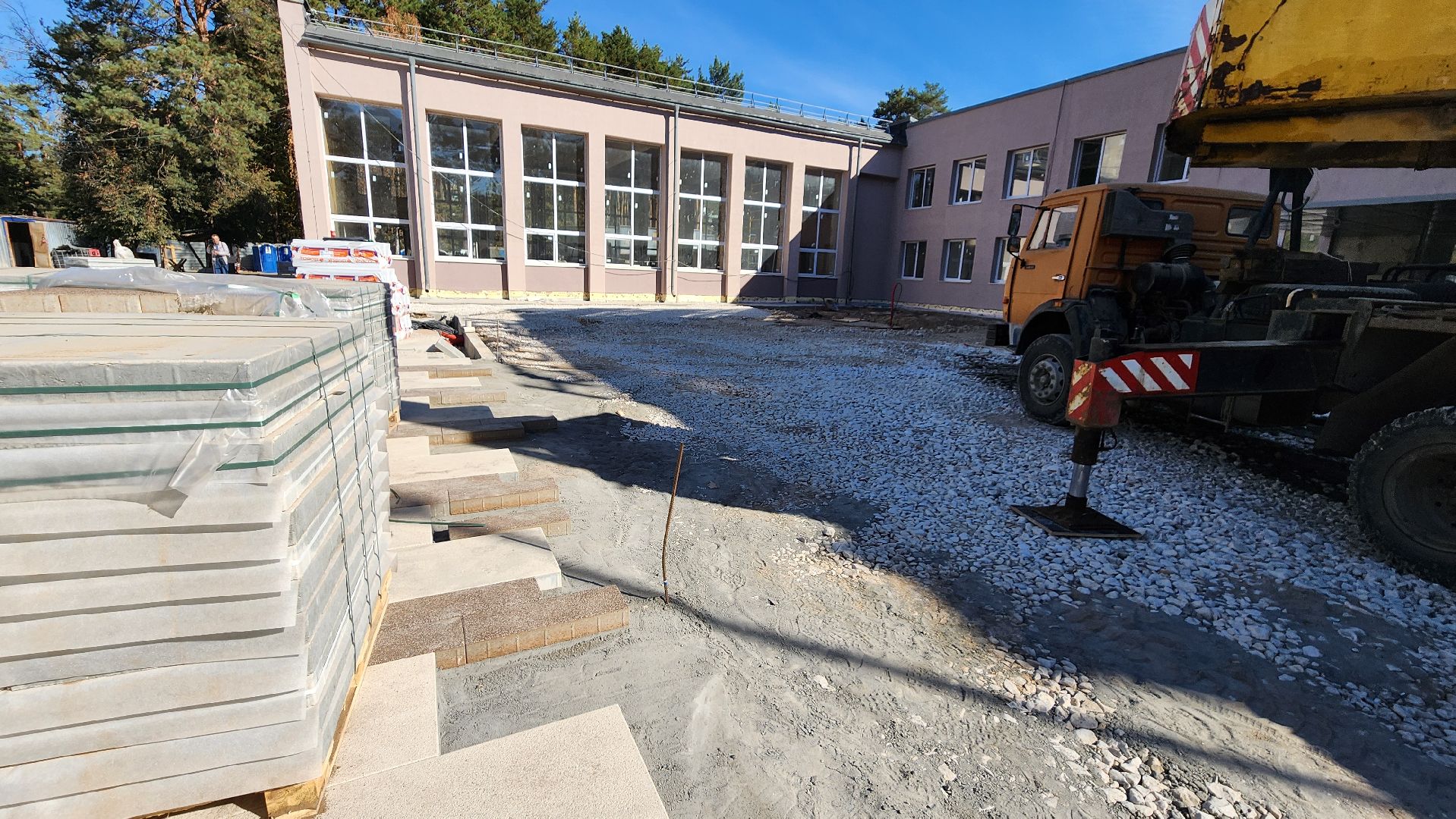 Дк протон, Строительство, Благоустройство, Дом культуры, Площадь у дк,