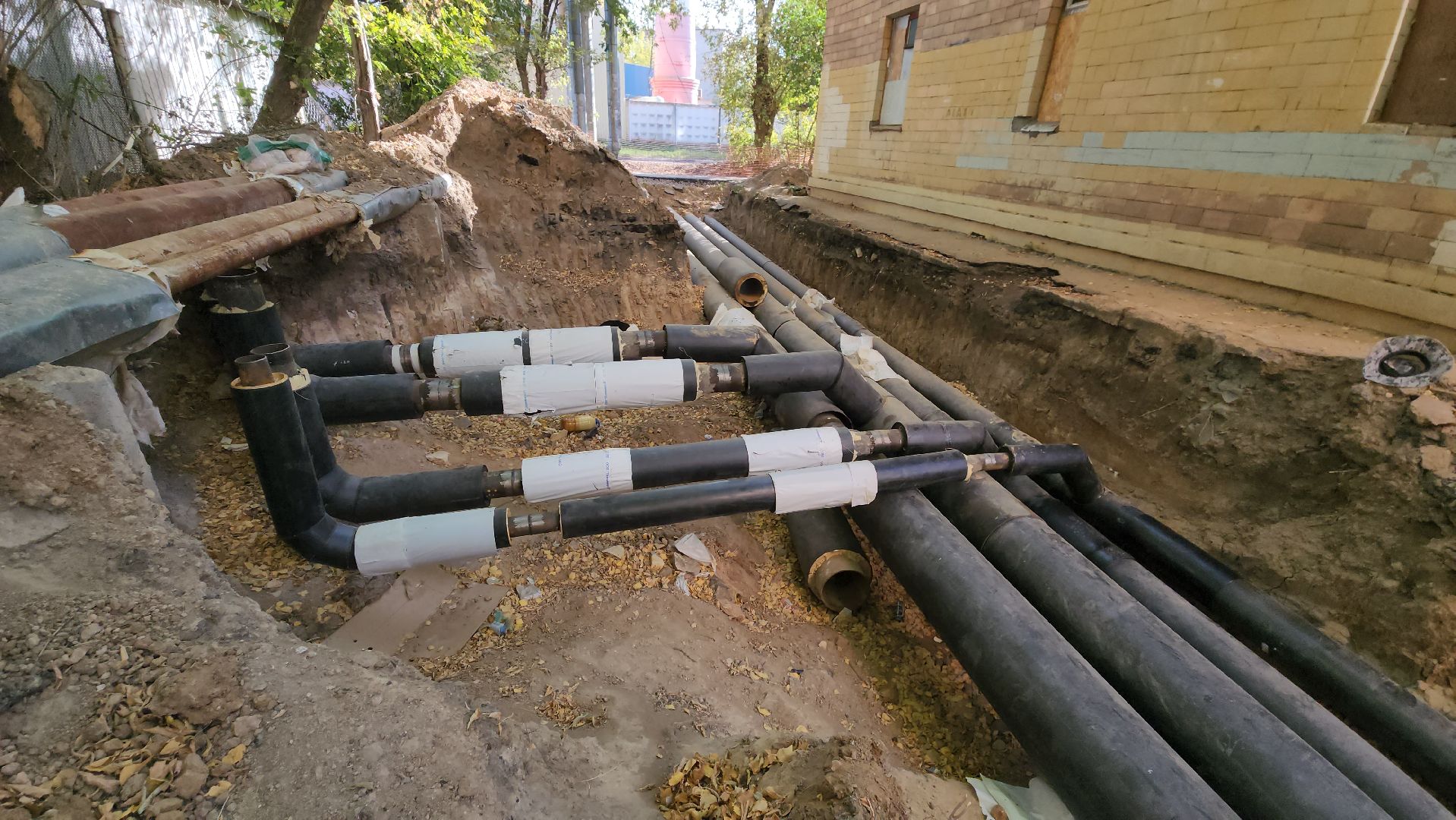 Теплосеть, Лобня, Прокладка труб,