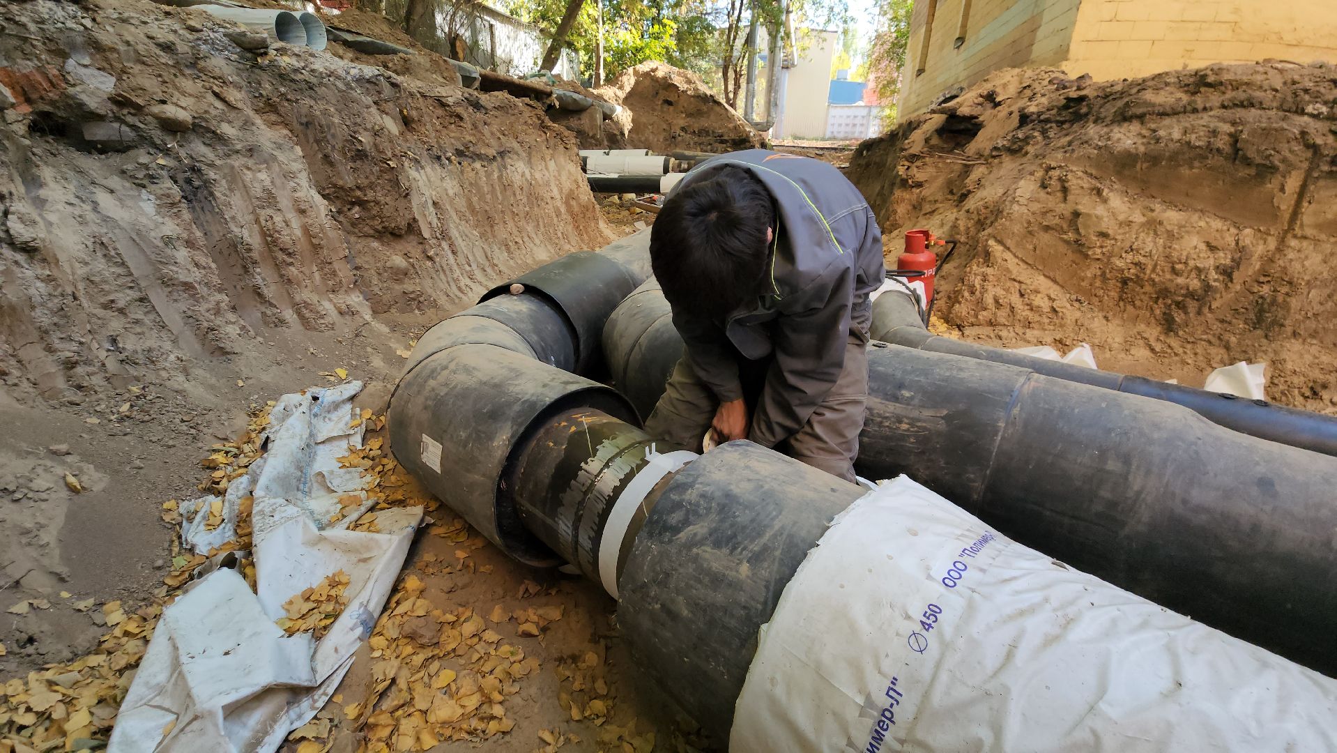 Теплосеть, Лобня, Прокладка труб,