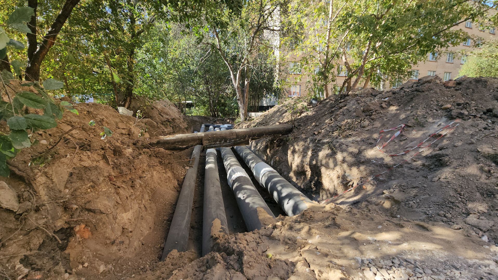 Теплосеть, Лобня, Прокладка труб,