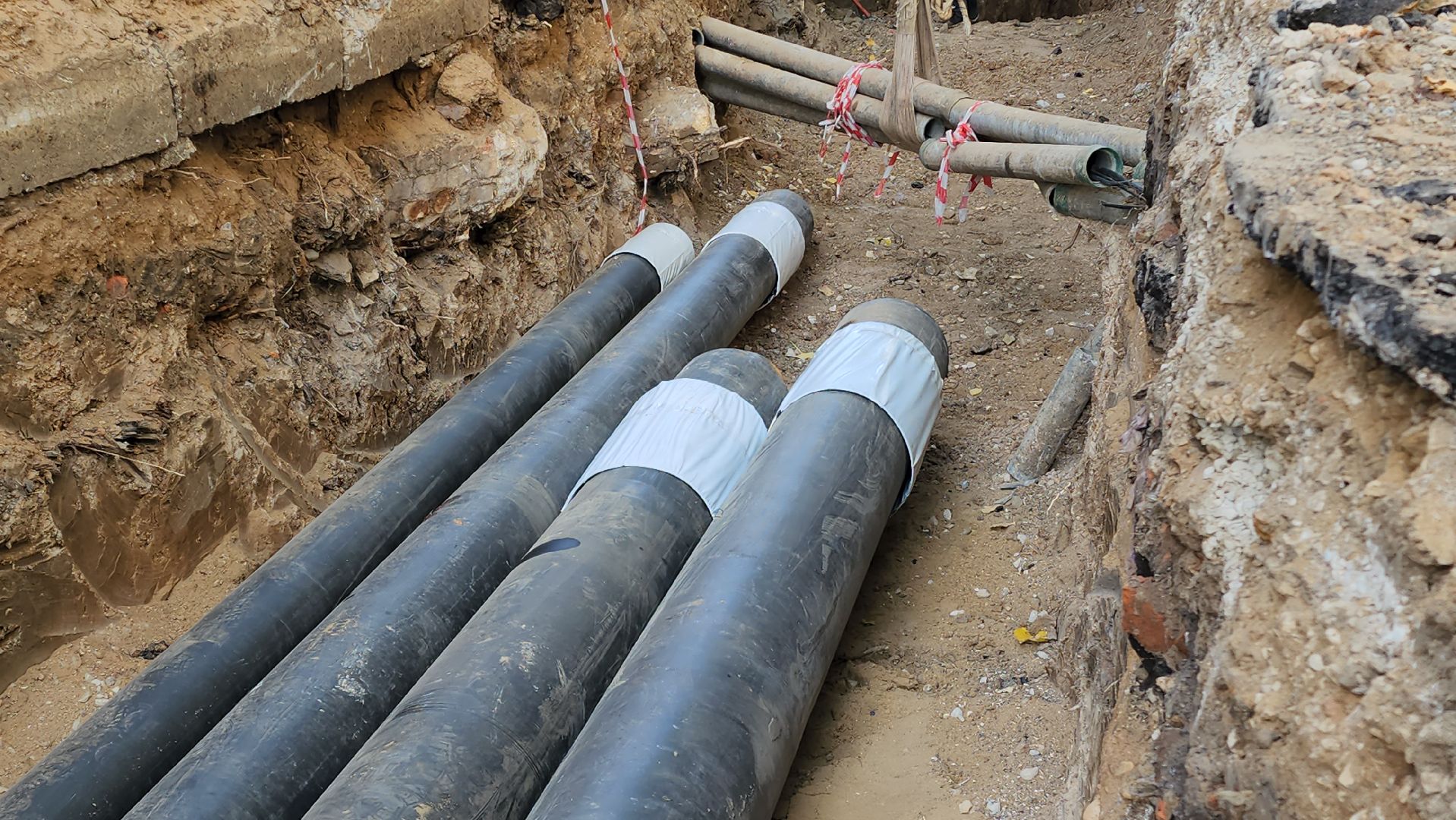 Теплосеть, Лобня, Прокладка труб,