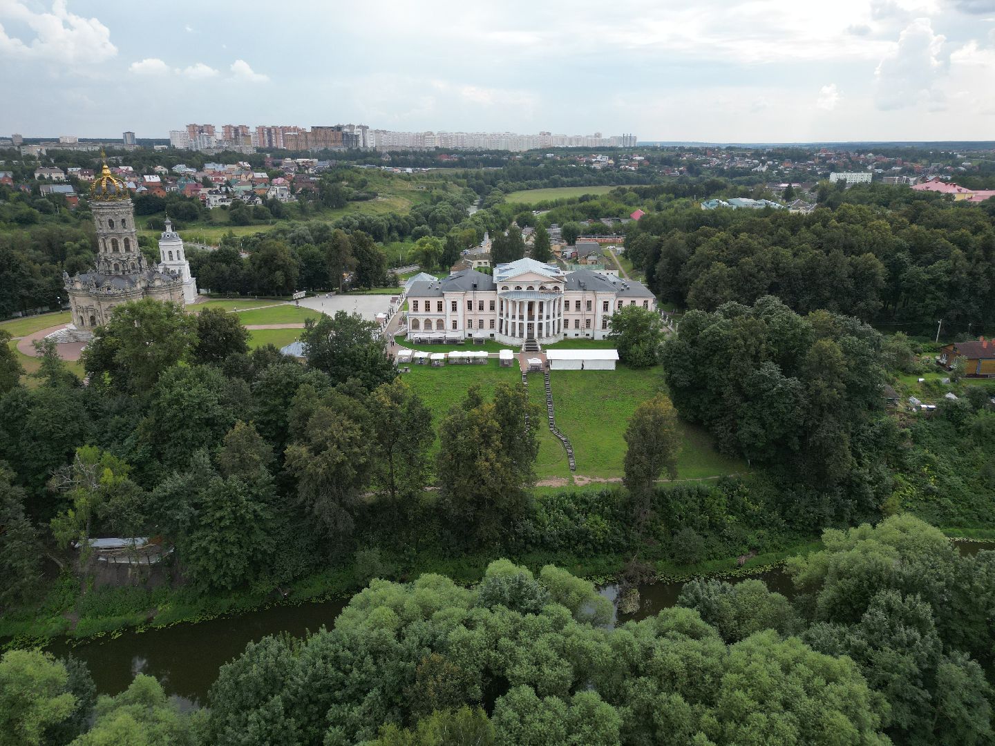 видео с коптера, дубровицы, усадьба,