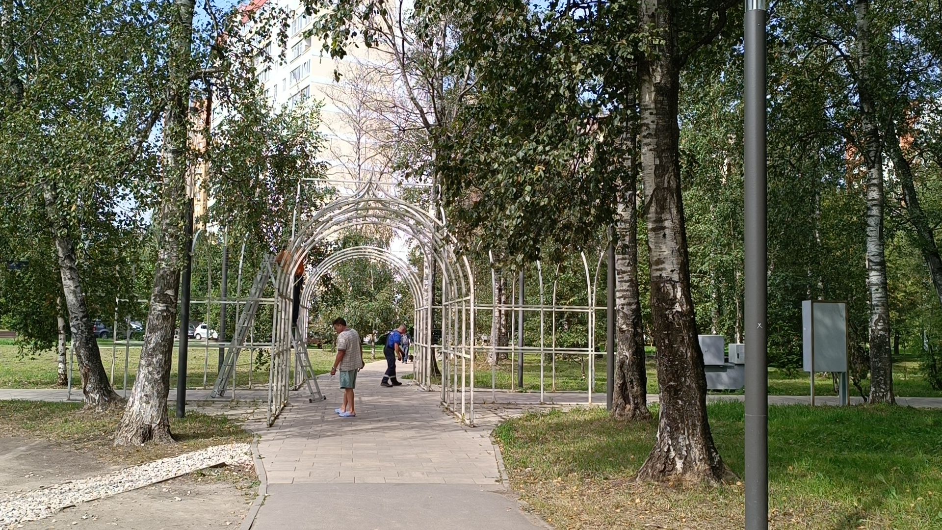 парк, лобня, храм, подсветка,