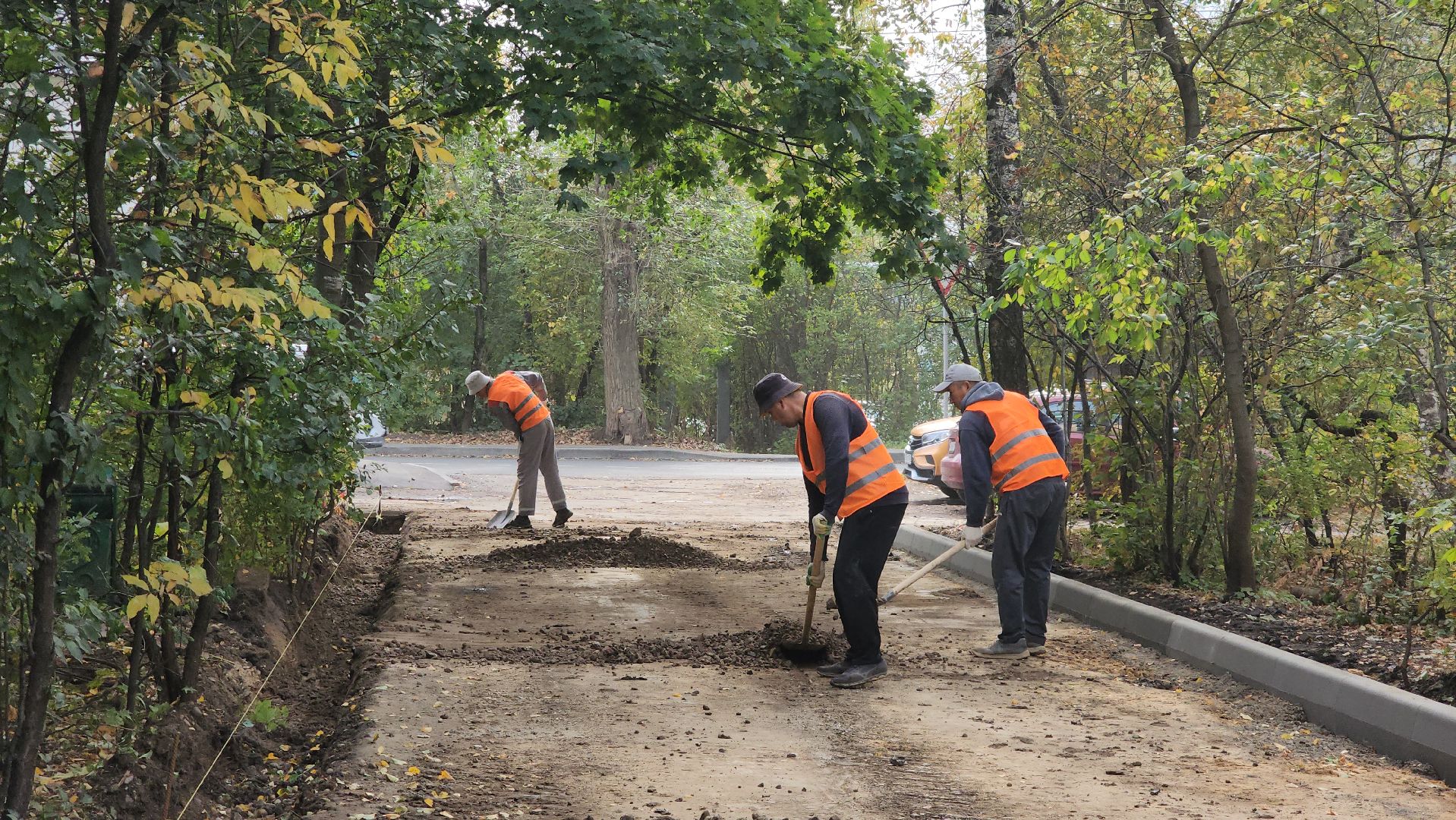 благоустройство дворов, бордюрный камень, Лобня,