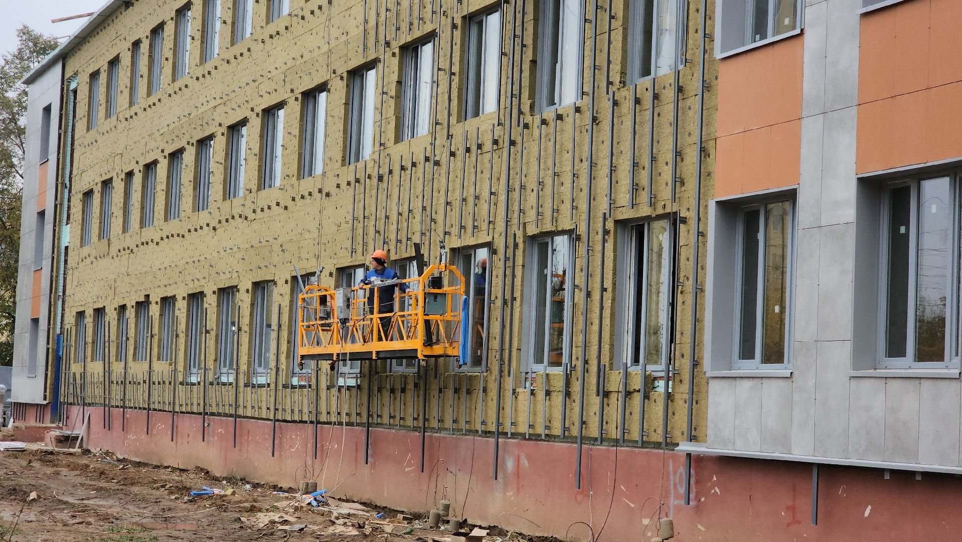 ремонт школы, Лобня, Фасад,