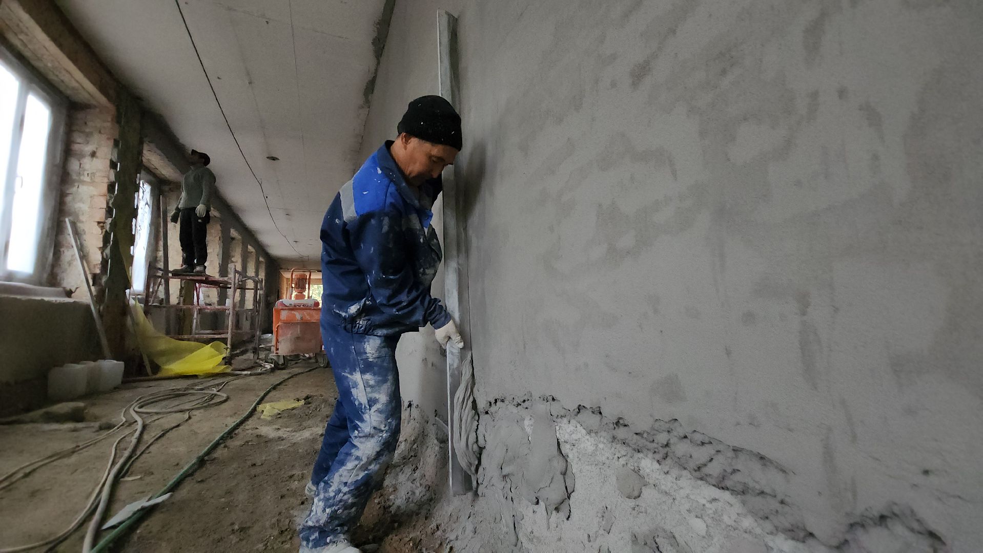 Ремонт школы, Лобня,Штукатурные работы,