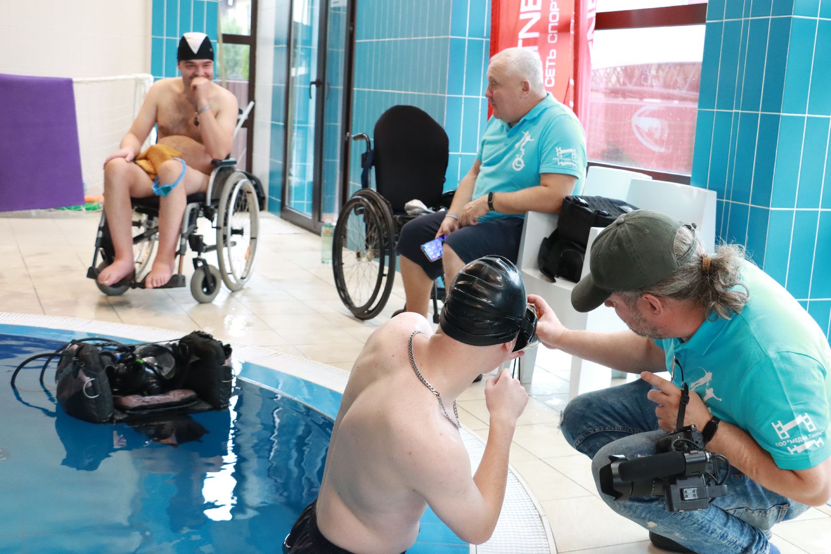 фильм, съемки фильма, инвалиды, дайвинг, спорт,