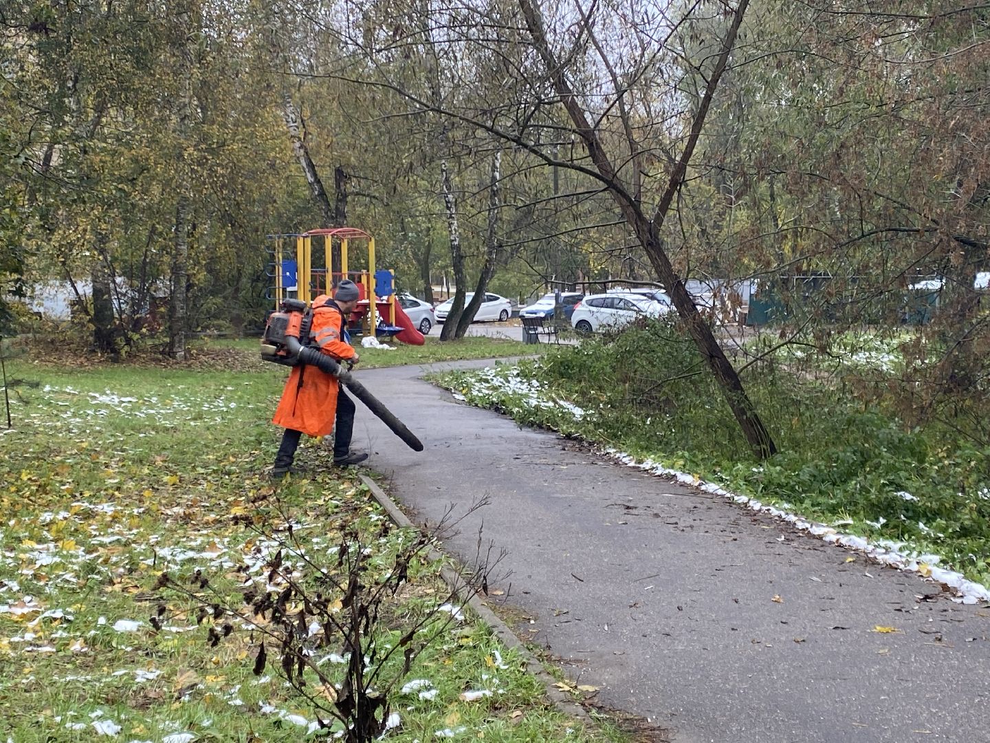 Осень, Уборка листьев, Уборка дорог,