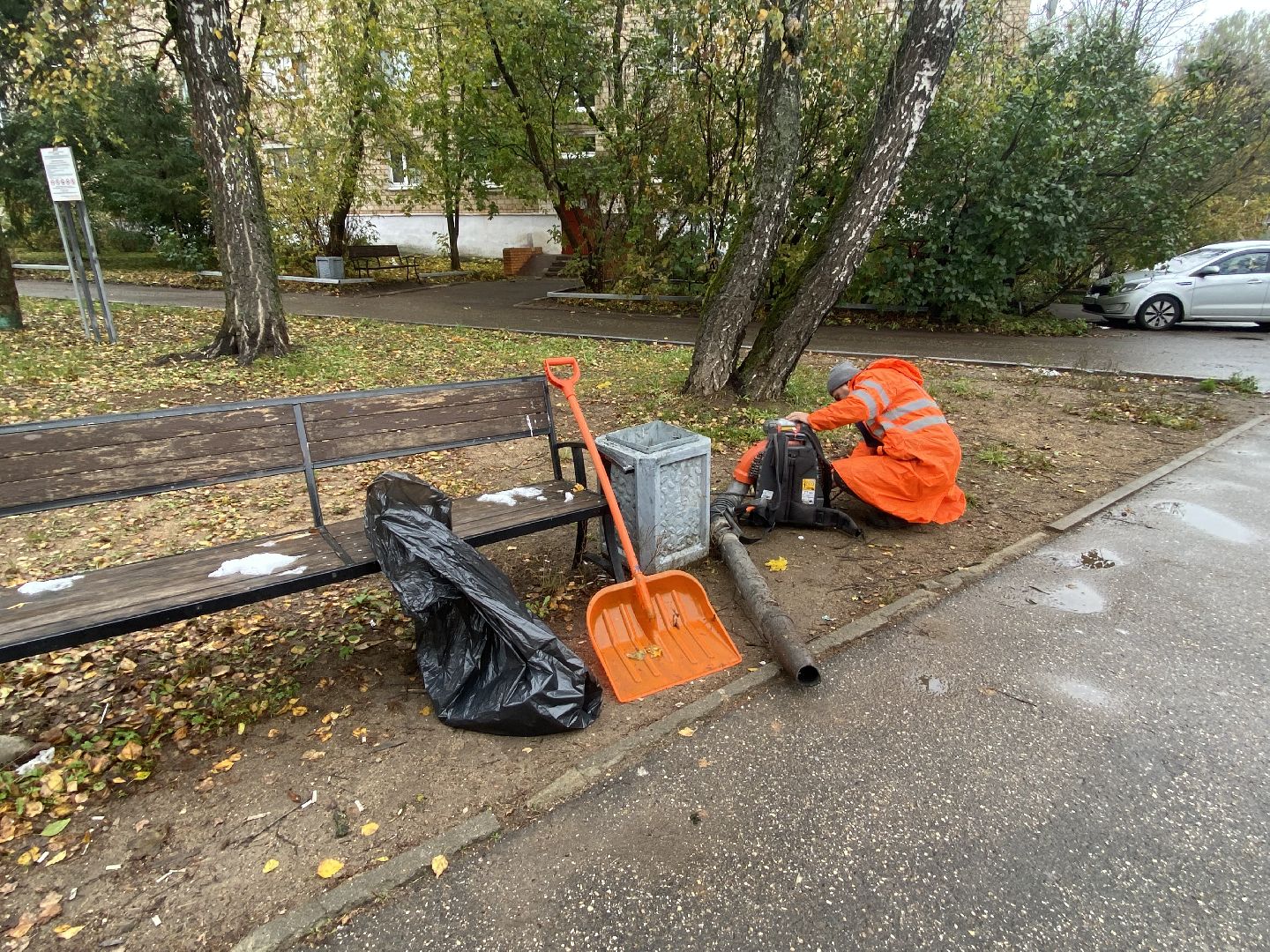 Осень, Уборка листьев, Уборка дорог,