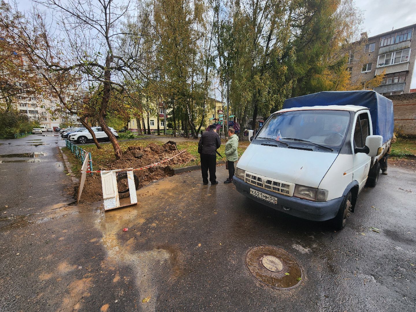 Чехов, ремонт теплосети, устранение аварии, теплоснабжение, пуск отопления, улица Лопасненская, МП ЖКХ Чеховского района,