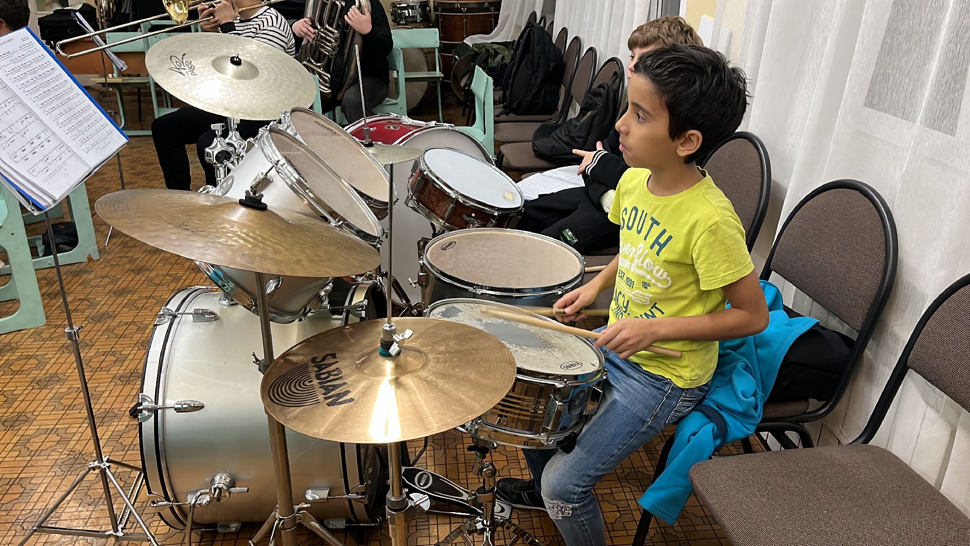 оркестр, детский оркестр, духовой оркестр, съемки кино, съемки сериала,