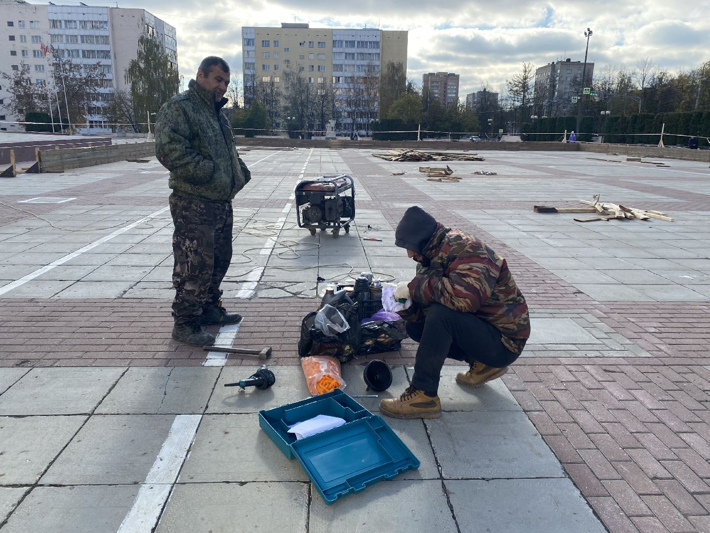 Каток, Начало строительства, Зима, Лед,