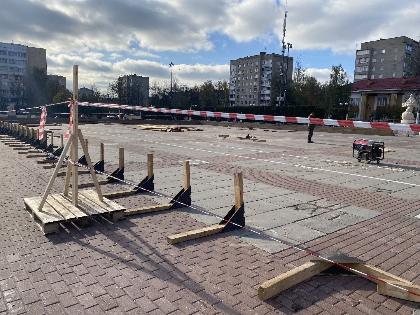 Каток, Начало строительства, Зима, Лед,