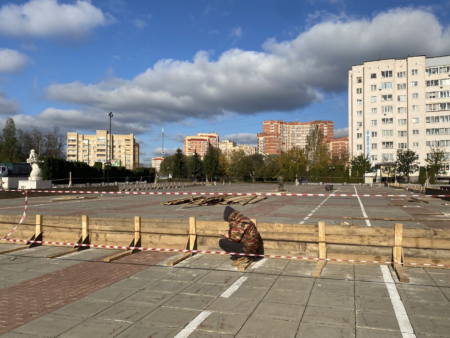 Каток, Начало строительства, Зима, Лед,