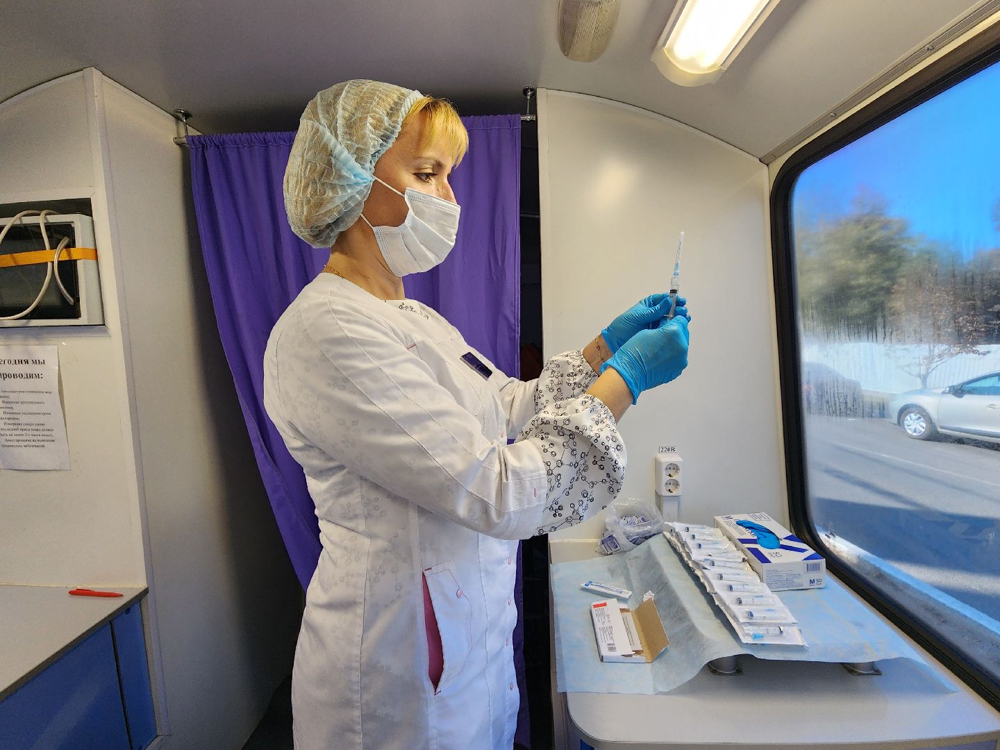 Чехов, передвижной фап, мобильный медицинский пункт, фельдшерско-акушерский пункт, вакцинация от гриппа, прививки от пневмонии,