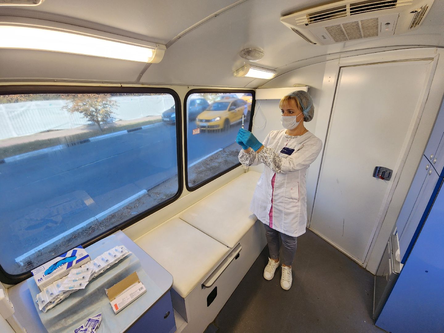 Чехов, передвижной фап, мобильный медицинский пункт, фельдшерско-акушерский пункт, вакцинация от гриппа, прививки от пневмонии,