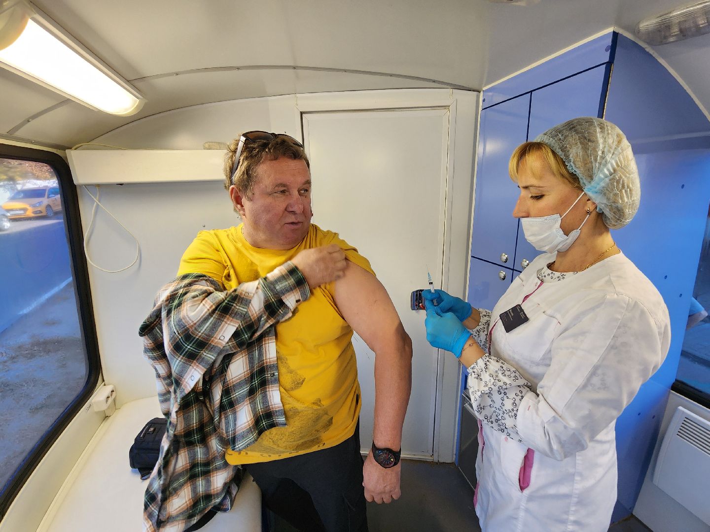 Чехов, передвижной фап, мобильный медицинский пункт, фельдшерско-акушерский пункт, вакцинация от гриппа, прививки от пневмонии,