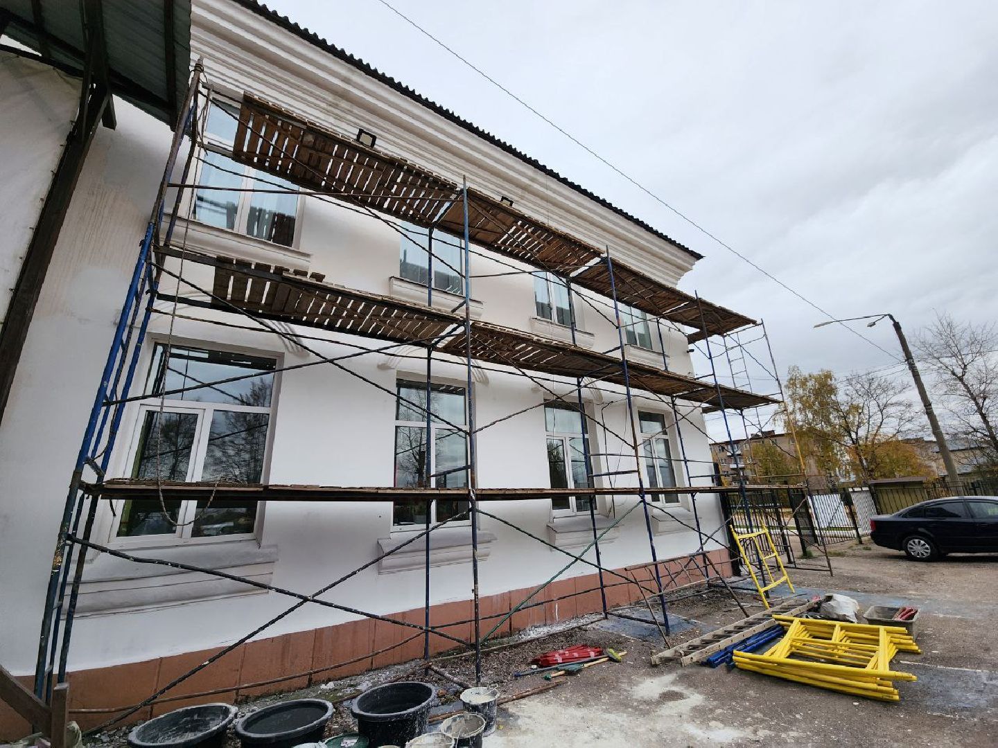 руза, рузский городской округ, подмосковье, дом культуры, ремонт фасада, косметический ремонт, строительство, местный дом культуры,