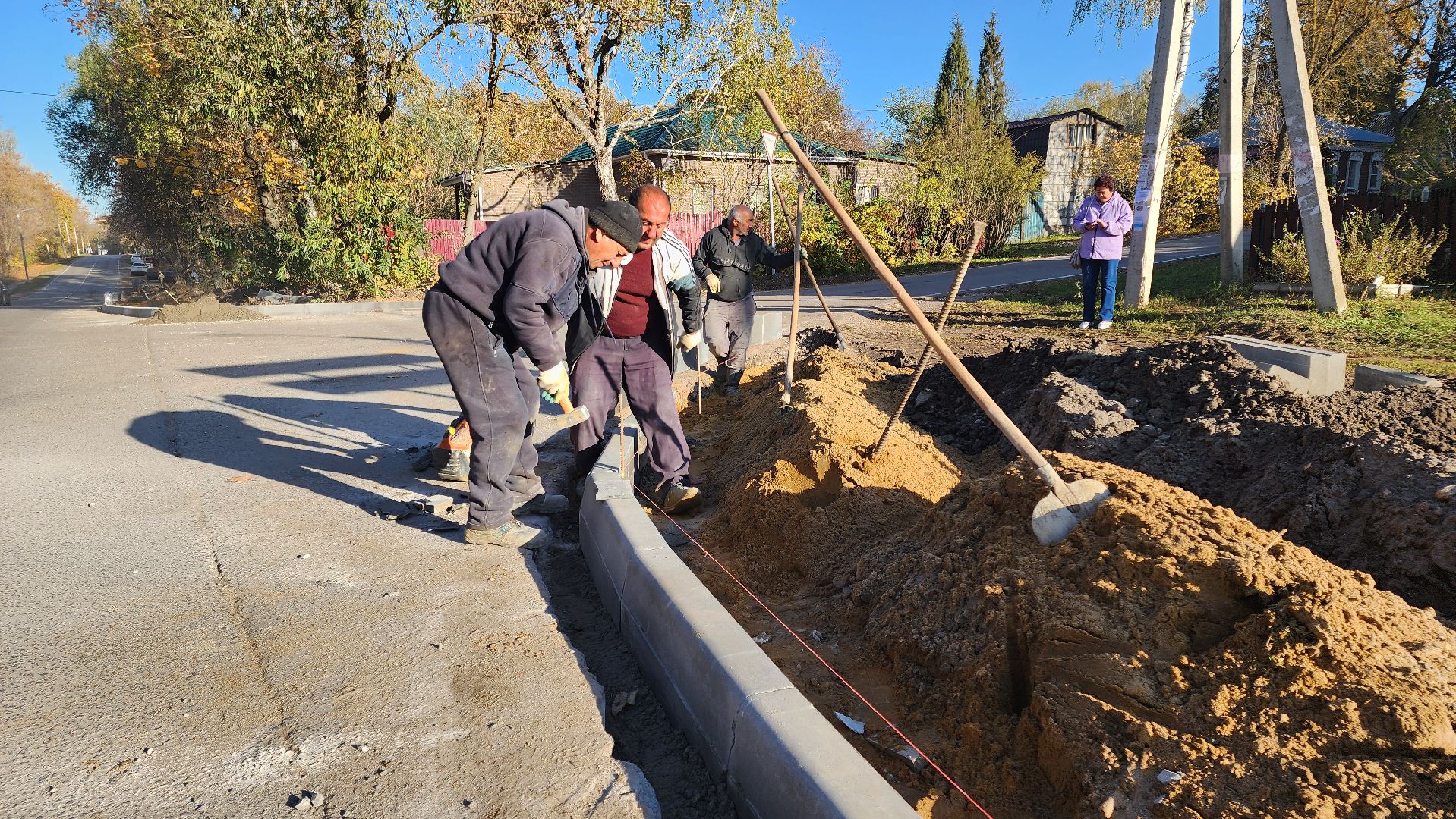 кашира, тротуар, строительство тротуара,