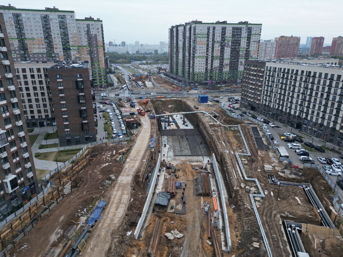 видео с коптера, красногорск, строительство, дороги, реконструкция,