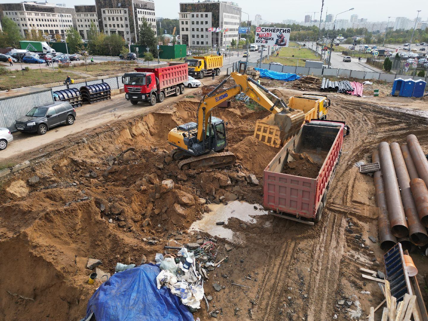 видео с коптера, красногорск, строительство, дороги, реконструкция,