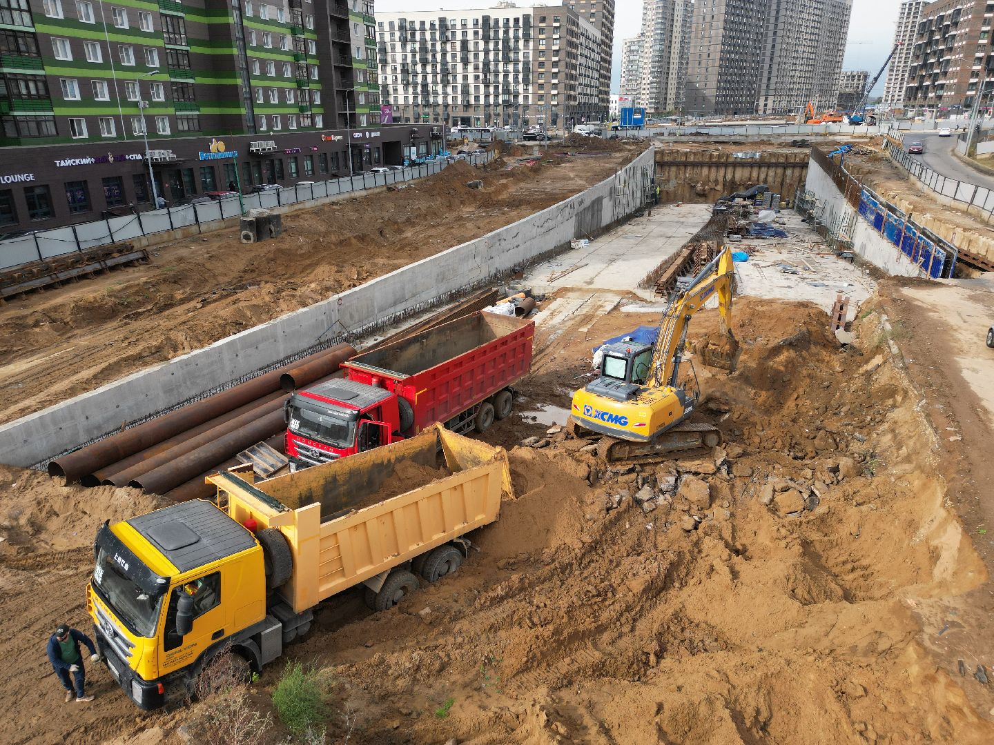 видео с коптера, красногорск, строительство, дороги, реконструкция,