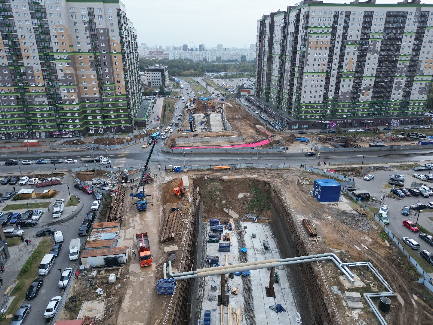 видео с коптера, красногорск, строительство, дороги, реконструкция,
