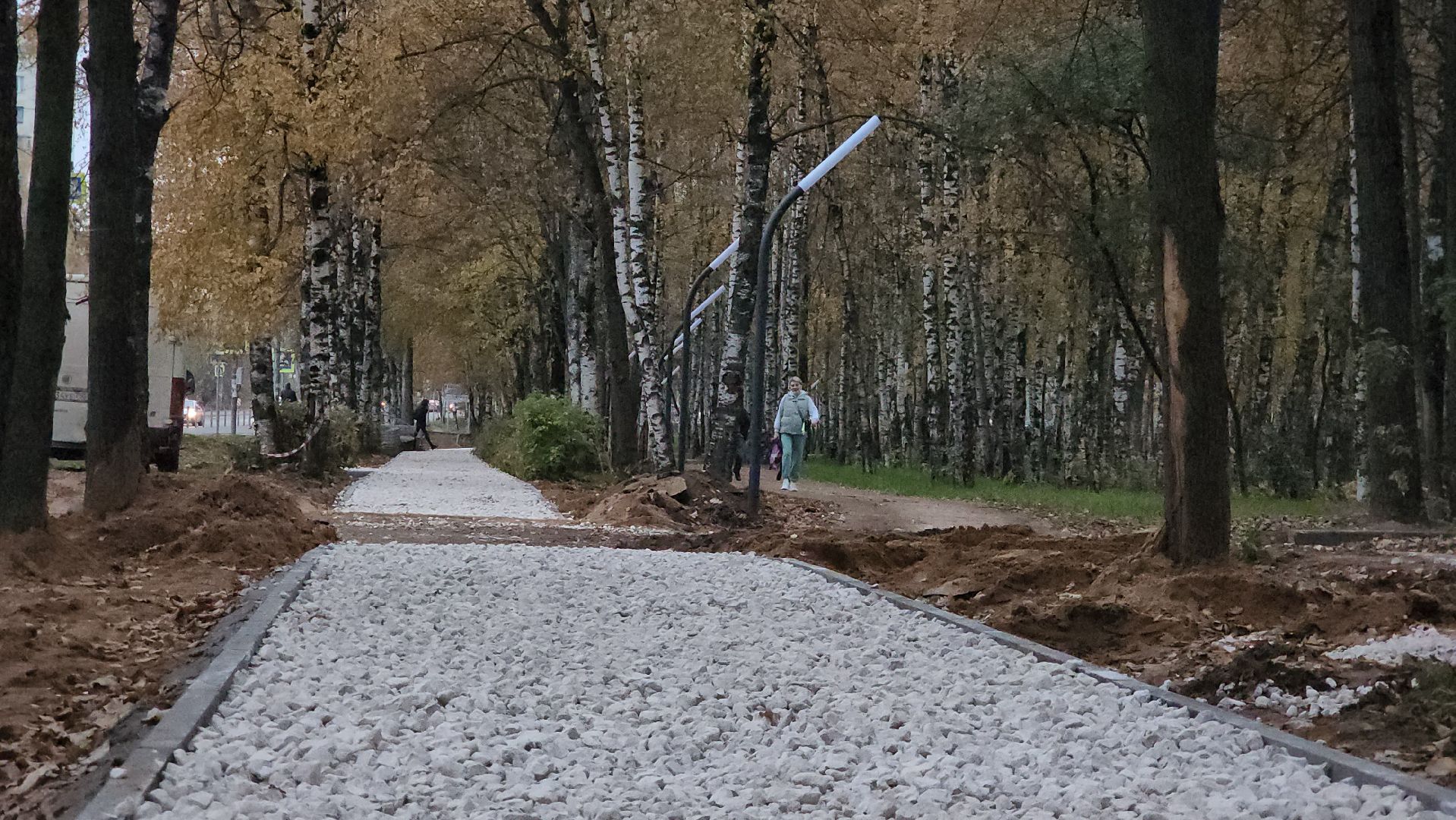 пешеходная зона, Лобня, ремонт дорог, Ремонт дорог в парке,