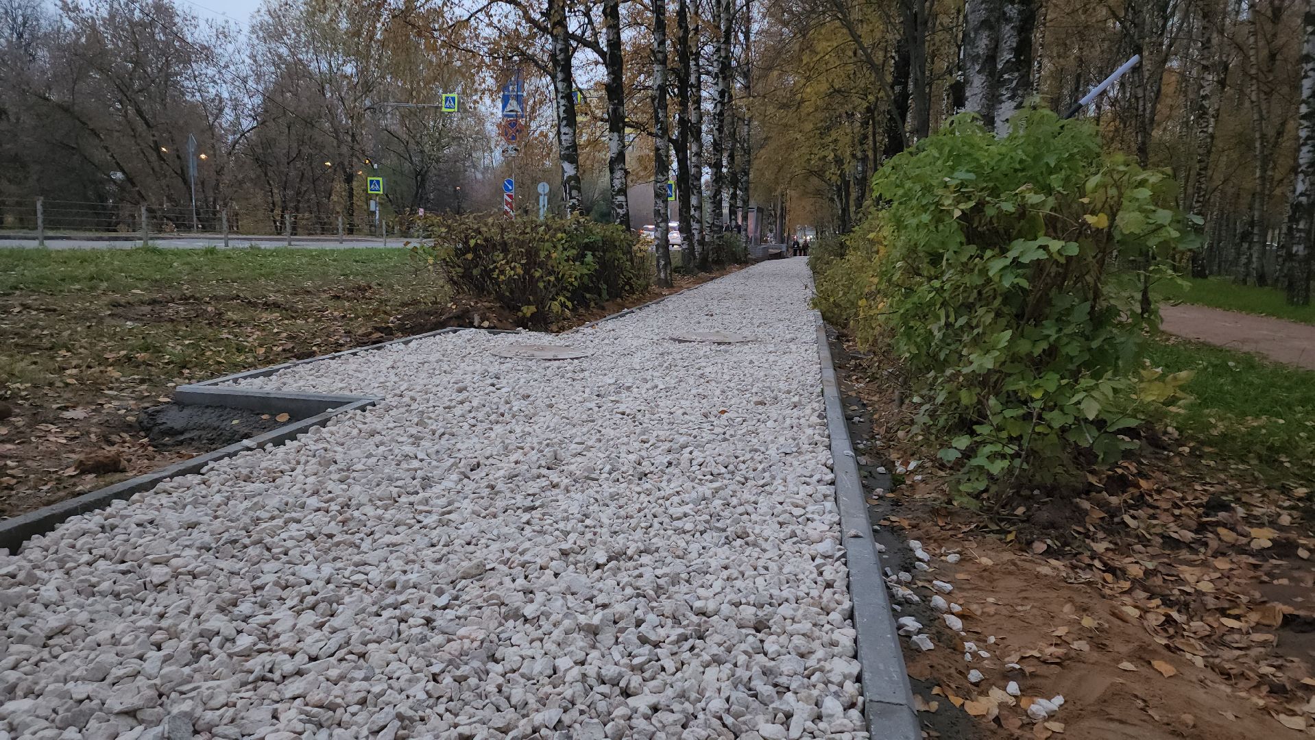 пешеходная зона, Лобня, ремонт дорог, Ремонт дорог в парке,