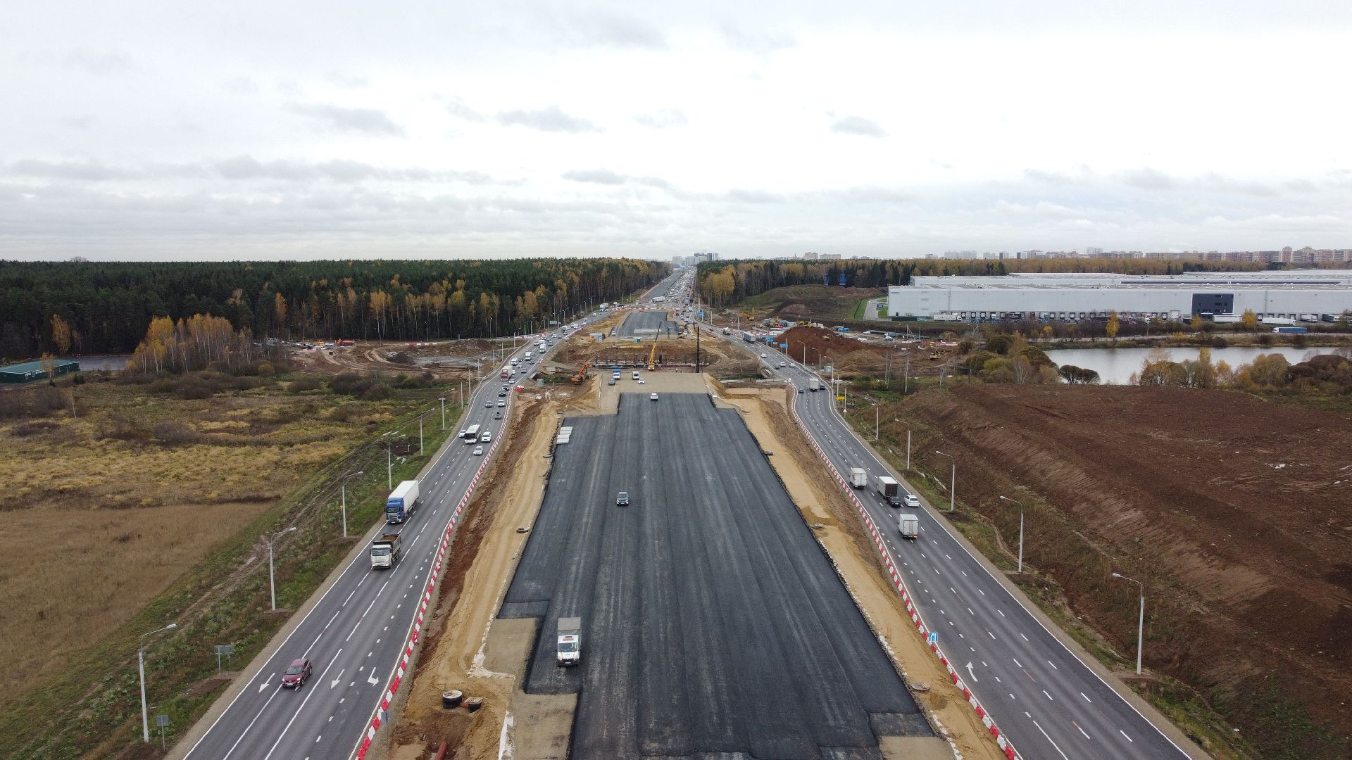 мытищи, мытищинская хорда, дорога, видео с коптера,