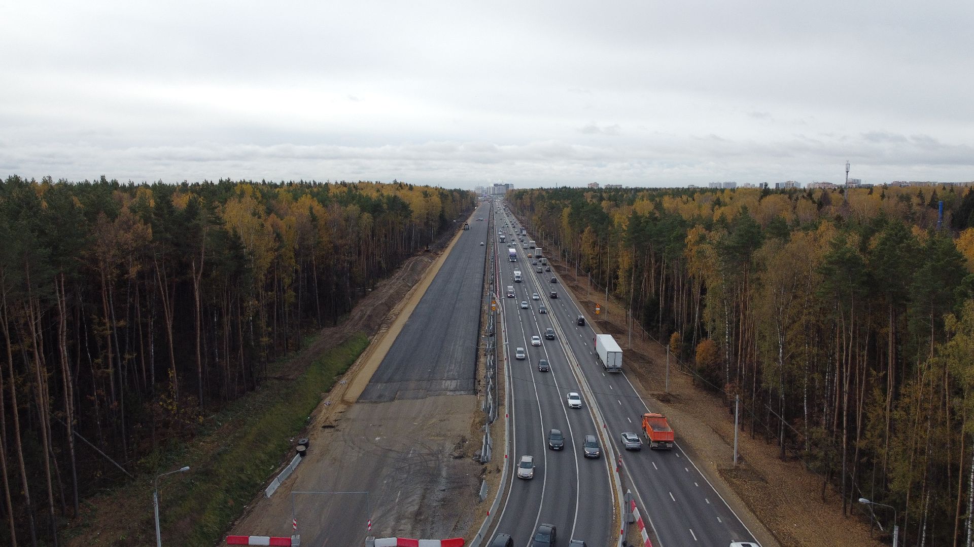мытищи, мытищинская хорда, дорога, видео с коптера,
