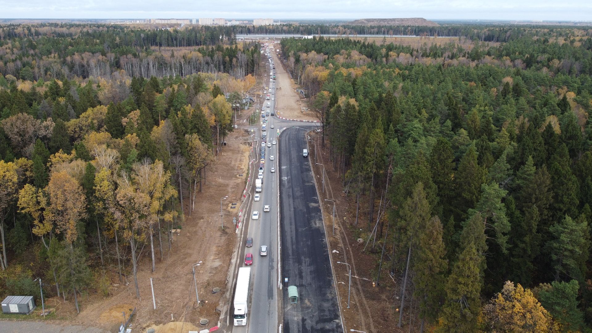 мытищи, мытищинская хорда, дорога, видео с коптера,