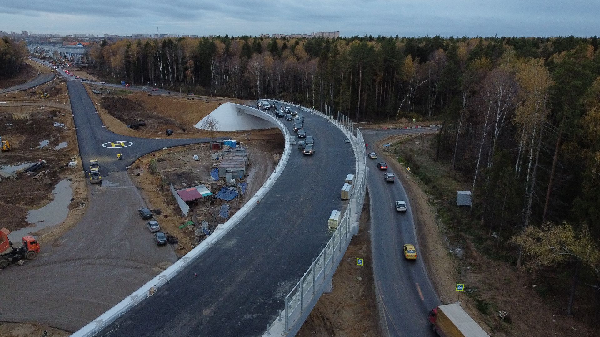 мытищи, мытищинская хорда, дорога, видео с коптера,